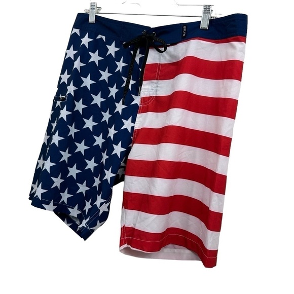 Brooklyn Cloth Red, White, Blue Men’s Flag Swim Board Shorts, 34 - Picture 8 of 12